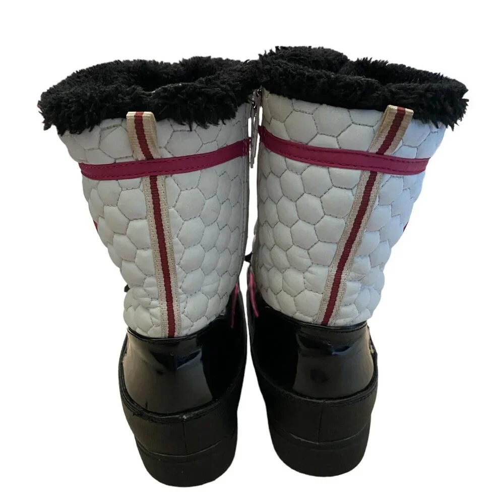 Totes Toasty White Girls Snow Boot in Black, Pink and White Sz 4 - Picture 8 of 10